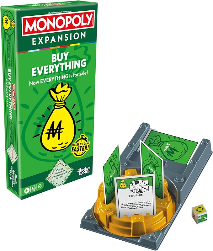 Monopoly Buy Everything Expansion | Add More Fun to Classic Monopoly Game and Play Faster | Ages 8+ | 2-6 Players | 40 Mins. | Family Board Games