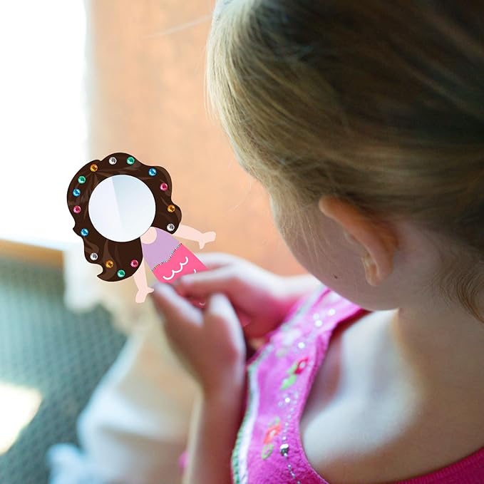 Fennoral 12 Pack Wooden Mirror Craft for Kids Make You Own Mermaid Mirror DIY to Paint Wooden Arts and Crafts for Grils Hand Mirror for Art Activities Project Birthday Gifts