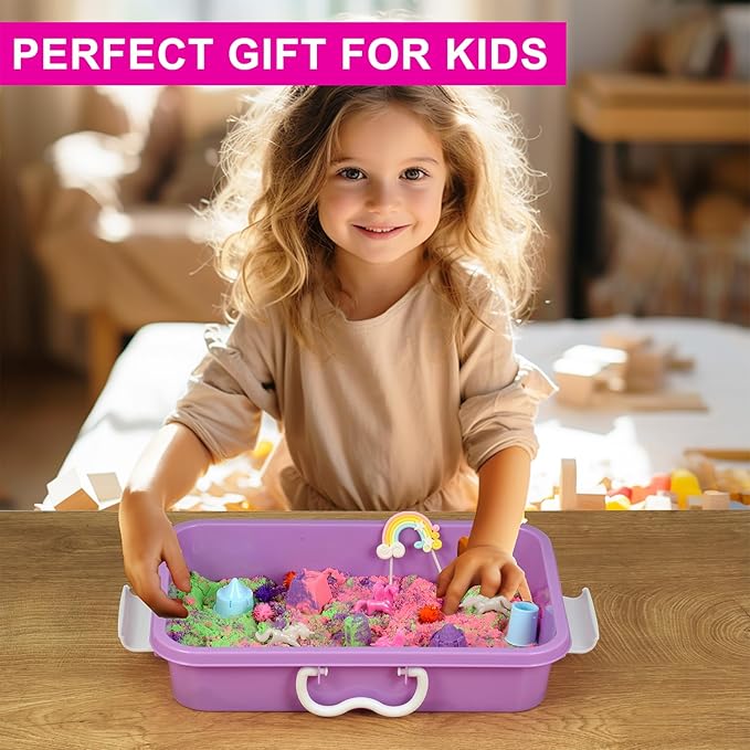 Unicorn Sensory Bin, Unicorn Sensory Toys with Play Sand for Toddlers Boys and Girls, Kids Toys Gift Sand Box for Age 3 4 5 6 7 8