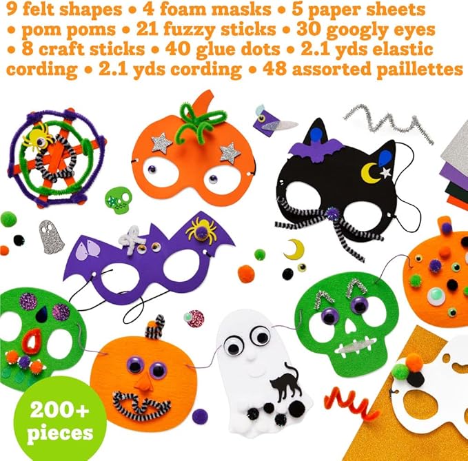 Kid Made Modern Halloween Craft Kit for Kids Ages 6+ - 200+ Pieces DIY Arts and Crafts Kit for Art Projects - Halloween Activities Decorating Kit for Classroom