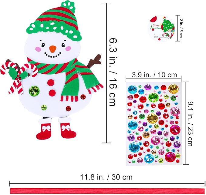 Winlyn 24 Sets Christmas Craft Kits Winter Crafts DIY Christmas Snowman Ornaments Decorations Art Sets Snowman Christmas Foam Stickers Arts and Crafts for Kids Holiday Art Project Classroom Activities