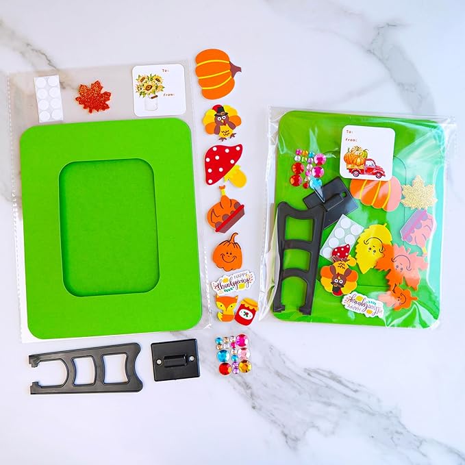 Winlyn 24 Sets Thanksgiving Craft Kits Fall Crafts DIY Autumn Harvest Picture Frame Decorations Festive Foam Stickers Fall Arts and Crafts for Kids Holiday Home Classroom Art Activities Party Favors