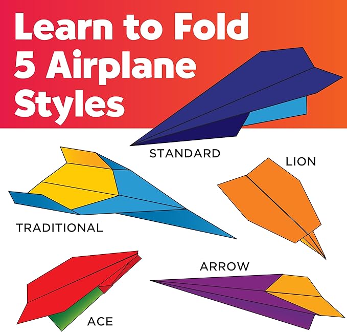 Creativity for Kids Stunt Squadron Fold & Launch Paper Airplanes: Create 80 Paper Airplanes, STEM Science Kit for Kids, Paper Airplane Craft Kit for Kids, Gifts and Toys for Boys Ages 6-8+