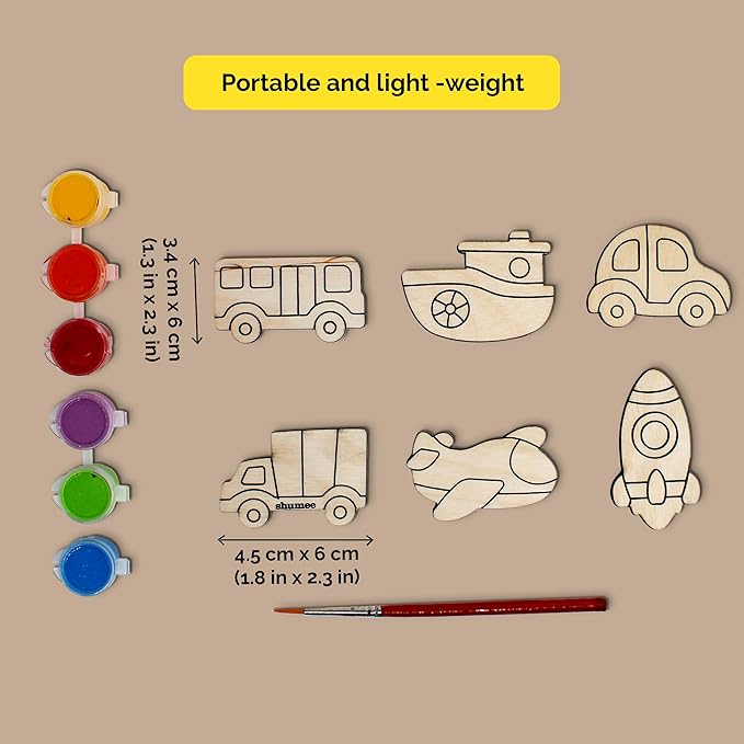 DIY Wooden Magnets Car, Truck, Boat, Plane, Wood Painting Arts and Craft Supplies for Boys Girls Ages 6 7 8 9 10 11 & 12, Easter Gifts, Birthday Party Activities Craft, Valentine's Day Gift for Kids