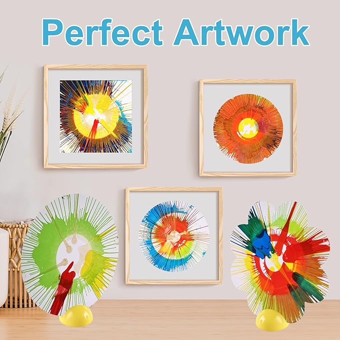 Paint Spin Art Machine Kit for Kids Stress Reducing Toys for Blue Arts and Crafts Set Gifts with Light & Music for Boys & Girls Ages 4 5 6 8 9 10 12 Flexible Splatter Guard,Easy to Wash