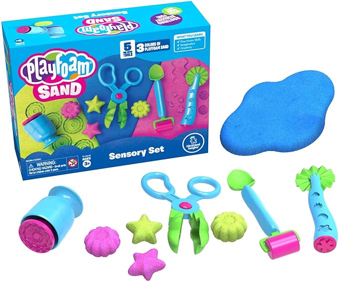 Educational Insights Playfoam Sand Sensory Set With Assorted Colors & 5 Tools, Play Sand, Sensory Toys For Kids, Gift For Boys & Girls, Ages 3+