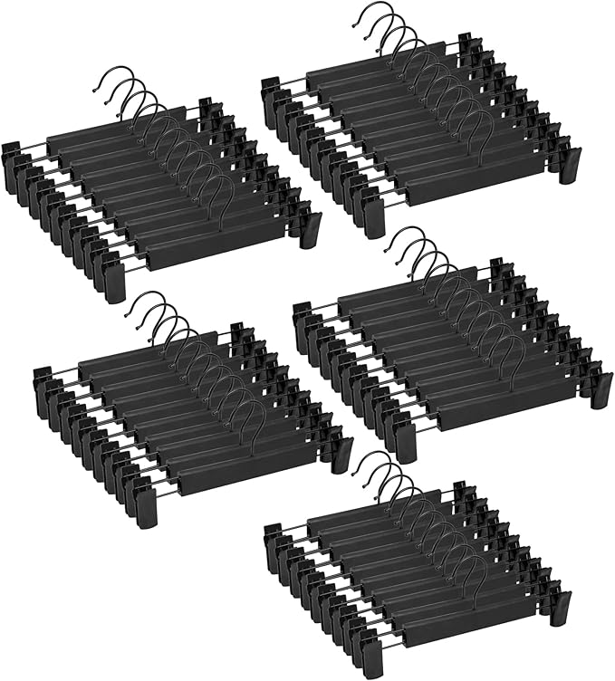 NORTHERN BROTHERS Pants Hangers, 50Pack Skirt Hangers with Clips Black Pant Hangers for Pants Bulk Shorts Hangers