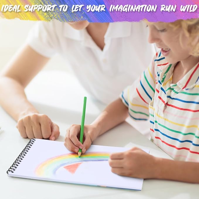 Fulmoon 12 Pack Drawing Pad for Kids Sketch Pads 40 Sheets Top Spiral Drawing Books Bulk 6 x 9 Inch Children Coloring Paper for Crayons Pencils School Kid Painting Party Art Supplies