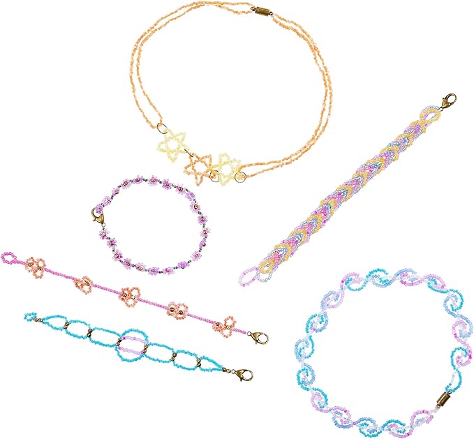 – Seed Bead Creation Kit – Bracelet & Necklace Making Kit – 42pc Jewelry Set with Little Beads – DIY Jewelry Kits for Kids Aged 8 Years +