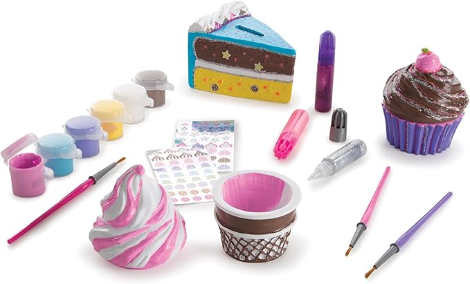 Melissa & Doug Sweet Keepsakes Craft Kit: 2 Decorate-Your-Own Treasure Boxes and a Cake Bank, One Size, Dyo