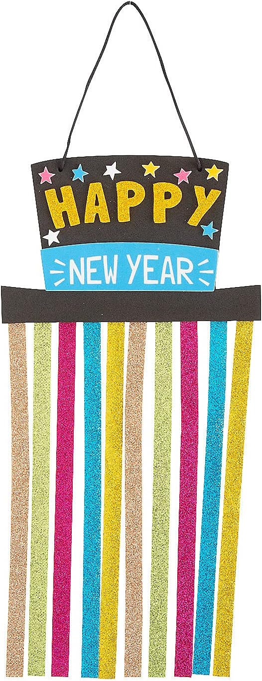 New Year’s Glitter Hanging Sign Craft Kit - Makes 12