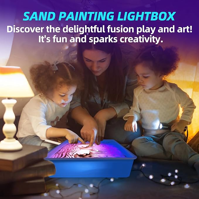 Light Table for Kids Manipulative | Sand Painting Light Box | Kids Light Table | Light Table Toys | Light Up Table for Kids | Sensory Light Table Accesories|3 Modes,10-Level Dimming16"(Blue)