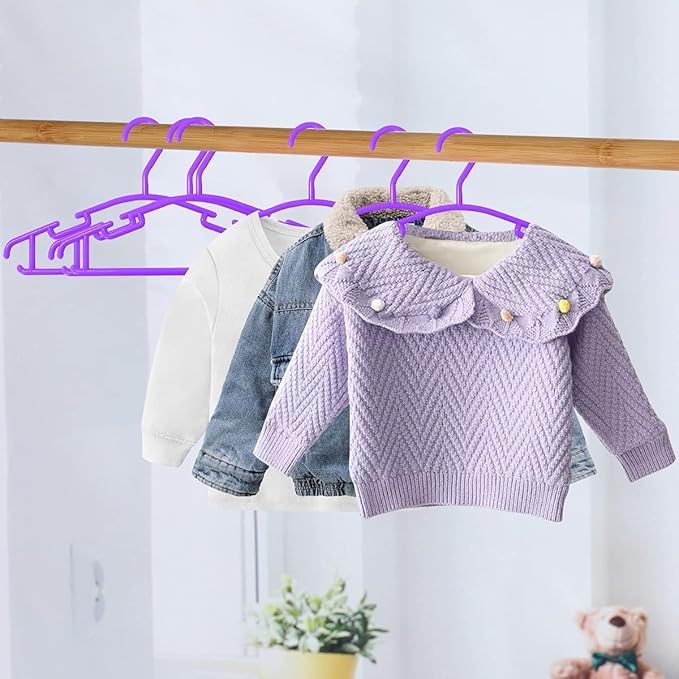 Childrens Hangers Kids Hangers for Clothes Kid Hanger Bulk Purple Kids Hangers 100 Pack