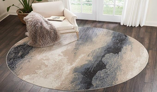 Nourison Maxell Nourison Flint 7'10" x Round Area -Rug, Easy -Cleaning, Non Shedding, Bed Room, Living Room, Dining Room, Kitchen (8 Round)" }