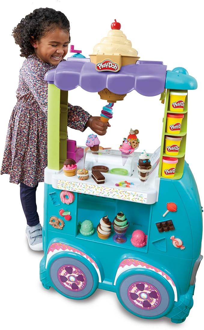 Play-Doh Kitchen Creations Ultimate Ice Cream Truck Toy Playset, Food Truck Toys for Kids, 27 Accessories, 12 Cans, Preschool Toys for 3 Year Old Girls & Boys and Up, Non-Toxic