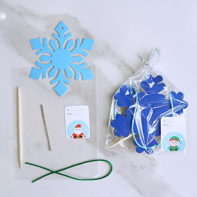 Winlyn 56 Sets 8 Styles Magic Color Scratch Blue Snowflake Ornaments Decorations Scratch Art Christmas Craft Kits Winter Crafts for Kids Holiday Seasonal Home Classroom Activities Party Favors