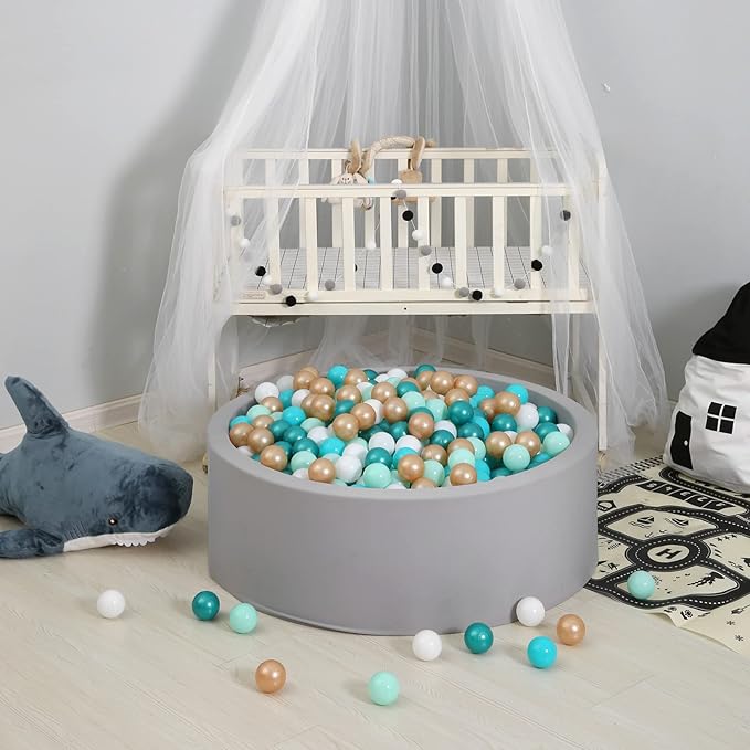 GOGOSO Ball Pit Balls 100, Soft Plastic Balls for Kids Play Pin Balls Babies Toddlers Children for 1 2 3 4 5 7 8 Years Old,5 Green Colors,2.2nches