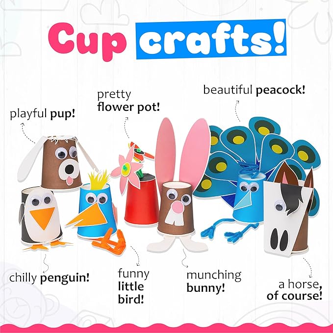 Crafty Mother 18 Awesome Paper Crafts Arts and Crafts Supplies – Award Winning Crafts for Kids Ages 4-8 Toddler Activities -Fun and Educational Kids Art Supplies Promote Motor Skills, Problem Solving