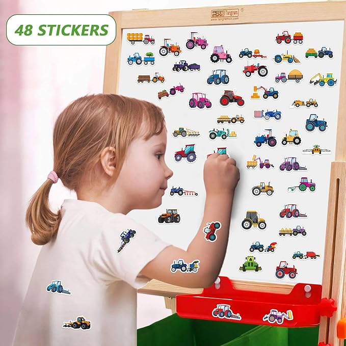 Tractor Party Favors - Farm Tractor Theme Birthday Party Supplies Decorations, Gift Bags, Slap Bracelets, Rubber Bracelets, Tattoo Stickers, Button Pin, DIY Stickers for Boys Girls Kids Party Favor