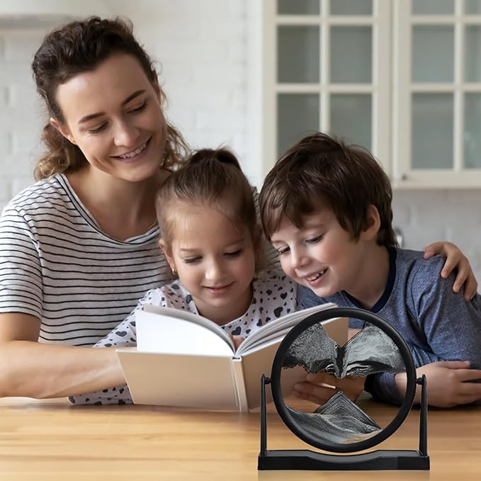 MXYATCJ | Moving Sand Art | Sand Art Liquid Motion | Sand Art Pictures | 3D Deep Sea Sandscape | Glass Sand Art Display | Sand Relaxing Gift for Adult | Home Office Decor | Desktop Toys | (8'' Black)