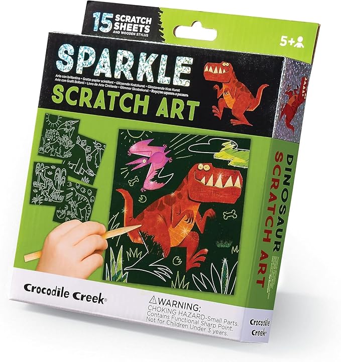 CROCODILE CREEK Dinosaur Sparkle Scratch Art 6 Piece Set, 1 EA
