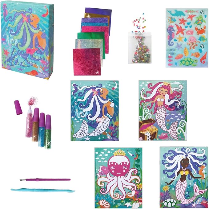 Totally Mermaids Glitter and Foil Art Kit in Keepsake Box to Make, Display and Share