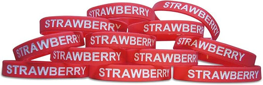 Novel Merk Strawberry Red Fruit 12-Piece Party Favor & Carnival Prize Rubber Band Wristband Bracelet Accessory