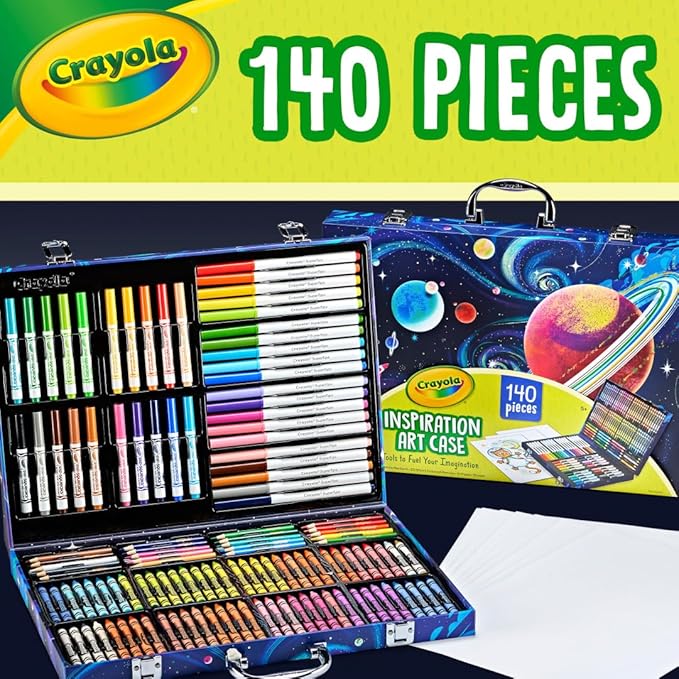 Crayola Inspiration Art Case Coloring Set - Space (140ct), Art Kit For Kids, Toys for Girls & Boys, Art Supplies Set, Drawing Gift for Kids, 5+ [Amazon Exclusive]