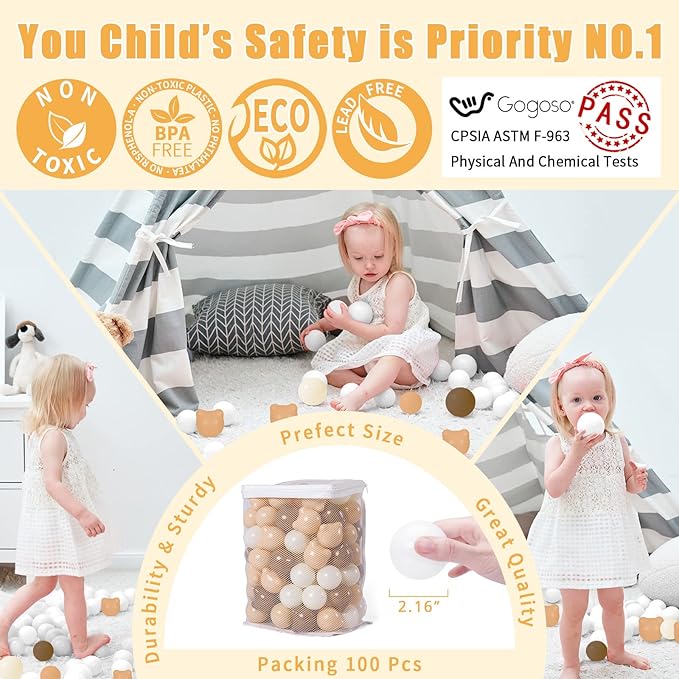 GOGOSO Bear Ball Pit Balls Shapes BPA Free Plastic Play Balls Crush Proof Kids Toddlers Baby Pastel Pelotas Toy Shaped Giant Friendship Bracelet