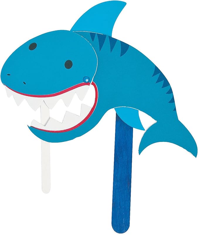Fun Express Foam Shark Puppet Craft Kit -12 - Crafts for Kids and Fun Home Activities - VBS Vacation Bible School Supplies/Decor