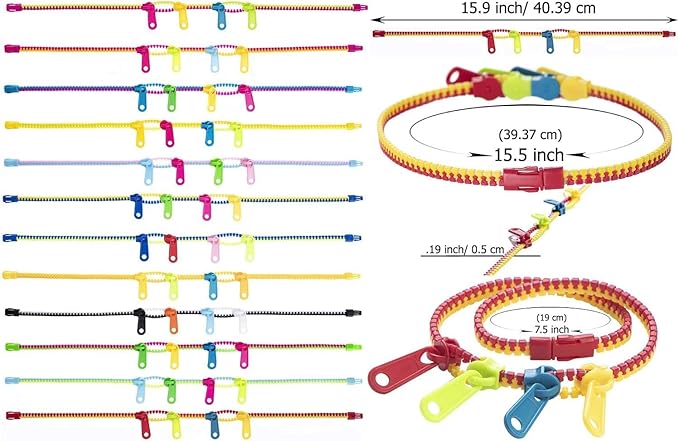 UpBrands Fidget Toys Zipper Bracelets Double Tour, Party Favors for Kids, Quiet Classroom Prizes, School Classroom Rewards, Goodie Bags, Easter Egg and Pinata Fillers, Students Incentives (Bi-color)