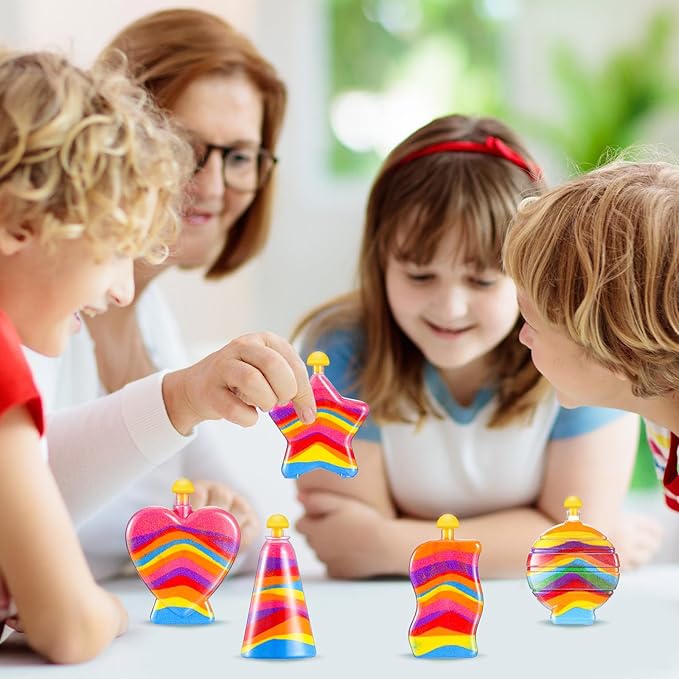 Liliful Sand Art Bottles for Kids, Sand Art Plastic Crafts Kit Bulk Arts Crafts Kit, Include Clear Sand Art Bottles with Funnel for Boys Girls DIY Sand Arts Crafts Party (40 Pcs)