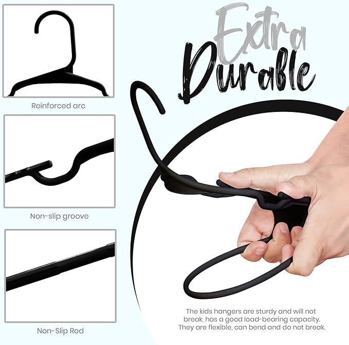 Utopia Home 40 Pack Kids Hangers - 11.5 Inch Plastic Baby Hangers for Closet - Childrens Hanger for Clothes & Infant Hanger for Closet - Ideal for Everyday Standard Use (Black)