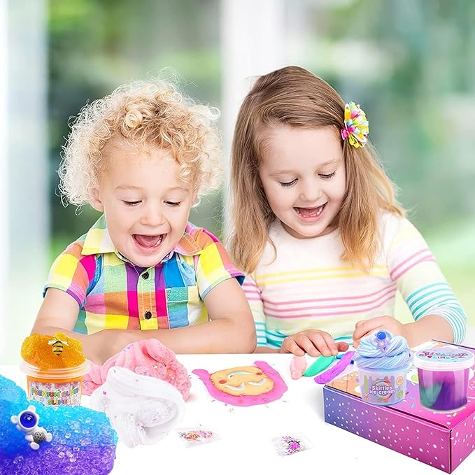 Newest Crunchy Slime Set 12 Packed for Kids,Super Soft and Non-Sticky Stress Relief Clear Slime Toy,DIY Butter Slime Party Favor for Girls & Boys