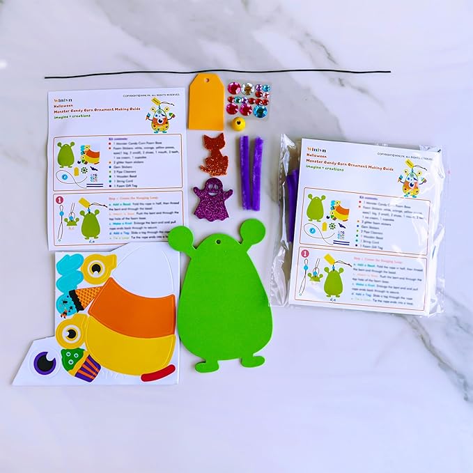 Winlyn 24 Sets Halloween Craft Kits for Kids Ghost Monster Candy Corn Foam Individual Craft Kits Halloween Arts and Crafts for Kids Halloween Home Classroom Activities Party Favors Trick-Or-Treaters