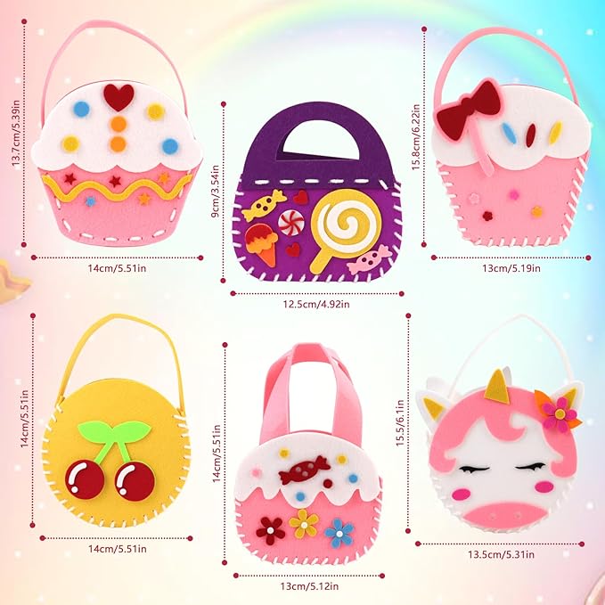 Fudragtn First Sewing Kit for Kids, Learn to Sew for Girls， My First Sewing Kit， Kids' Arts and Crafts Project， Candy Theme Party， Creative Activities for Kids， Candy Land Themed Classroom