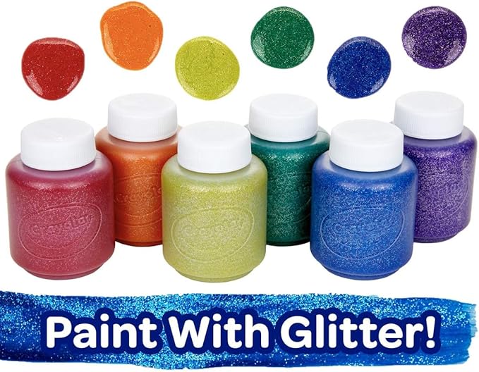 Crayola Washable Kids Paint Set (12ct), Classic and Glitter Paint for Kids, Arts & Crafts Supplies, Toddler Painting Kit, 3+ [Amazon Exclusive]