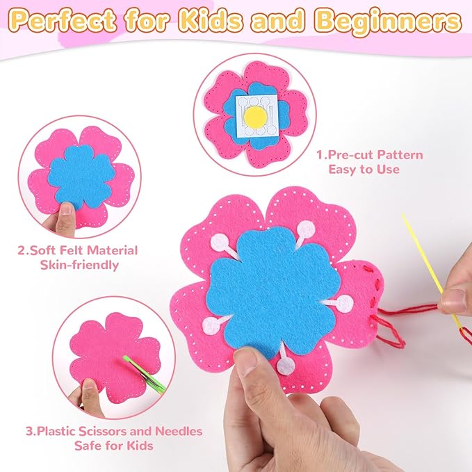 ZOIIWA 16 Sets Easter Felt Craft Kit Art and Crafts for Kids Egg Rabbit Sewing Kit Easter Craft DIY Kit for Beginners Easter Party Favors for Family School Classroom Party Supplies for Boys and Girls