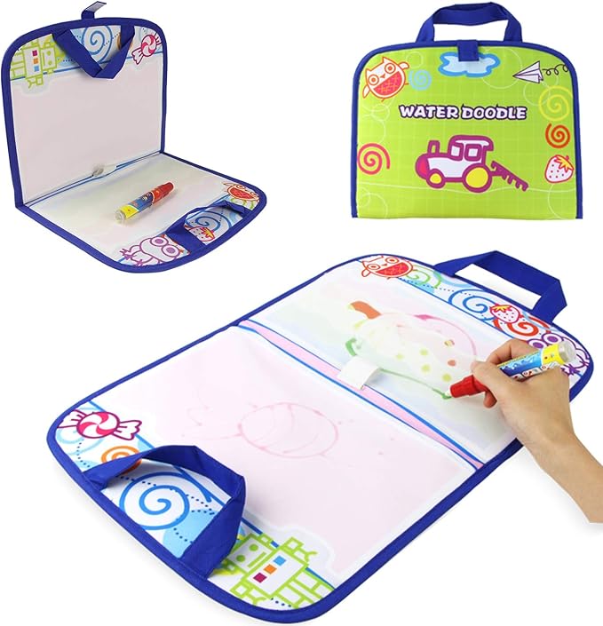 Coolplay Kid Activities Water Drawing Mat Painting with Water Pen Airplane Travel Toy for Toddlers