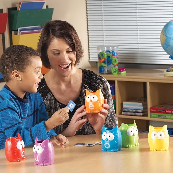 Learning Resources Vowel Owls Sorting Set, Word Recognition, Assorted Colors, Set of 6, Ages 5+