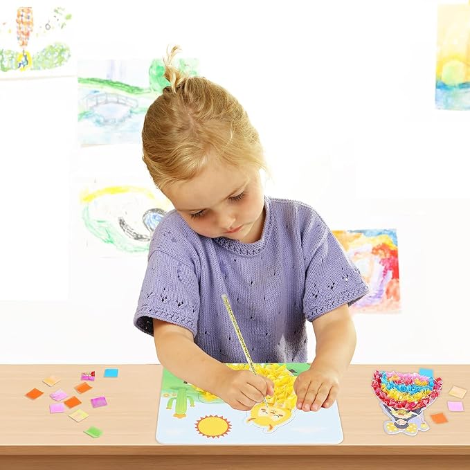 Rikostuoz Crafts Kits for Kids 10 Sheets of Poking Boards,DIY Poking Creative Puzzle Puncture Painting,Art Paper Craft Kit Kids Toys Gifts(Dream World)