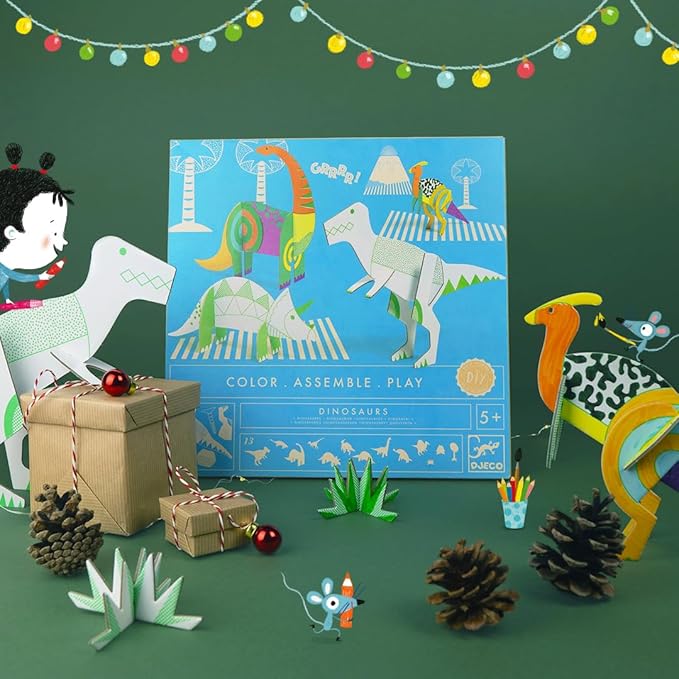 DJECO DIY Color. Assemble. Play. Dinosaurs Activity Set, Small