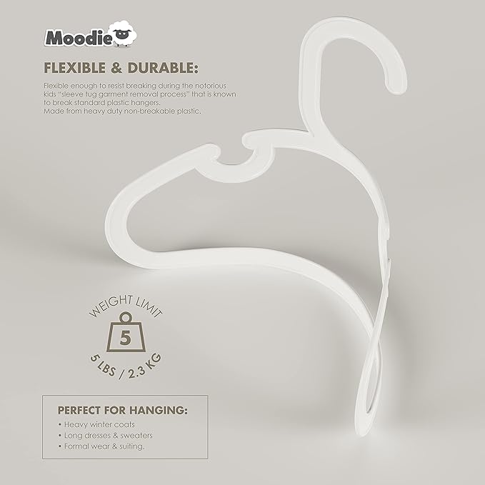 Recycled Plastic Kids Hangers | 13.5" Heavy Duty Kids Clothes Hangers | Bulk Pack Childrens Hangers, Large Child Hangers | Toddler Hangers (2-12yrs | 25 Pack, White)