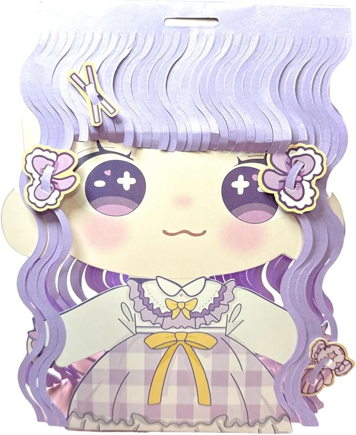 Muloo Goods Paper Craft DIY Hair Stylist for Kids, Fun Paper Cut Set, 4 Wigs (10)