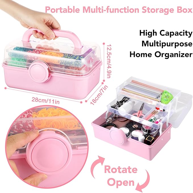 Needbrock 18500+ Bracelet Making Kit Rubber Band, 26 Colors Rubber Band Bracelet Kit Includes 800 Pcs Glow-in-The-Dark Rubber Bands, Bracelet Making Kit Valentines Gifts for Kids Age 8 Above(Pink)