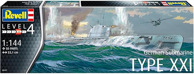 Revell 05177 German Submarine Type XXI 1:144 Scale Model Kit, Unpainted