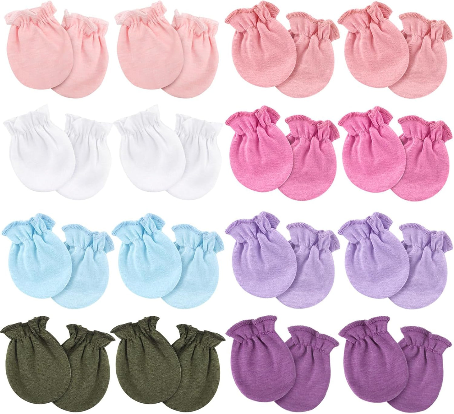 Newborn Baby Mittens No Scratch Cotton Elastic Wrist Gloves Infant Toddler Mittens for Baby Boy Girl 0-6 Months