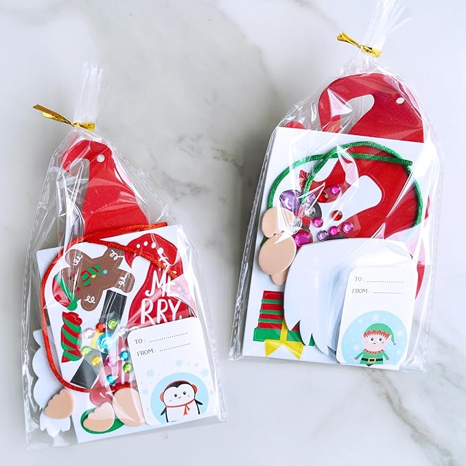 Winlyn 24 Sets Christmas Craft Kits Winter Crafts DIY Christmas Gnome Ornaments Decorations Art Sets Gnome Christmas Foam Stickers for Kids Holiday Seasonal Home Classroom Activities Party Favors
