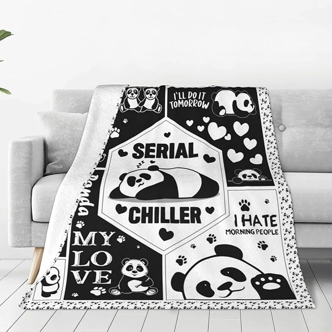 Panda Throw Blanket Panda Gifts for Girls Kids Teens Plush Fleece Flannel Panda Blanket Soft Cozy Warm Fuzzy Pandas Animal Blankets for Kids Adults Couch Bed Sofa All Seasons 50"X60"