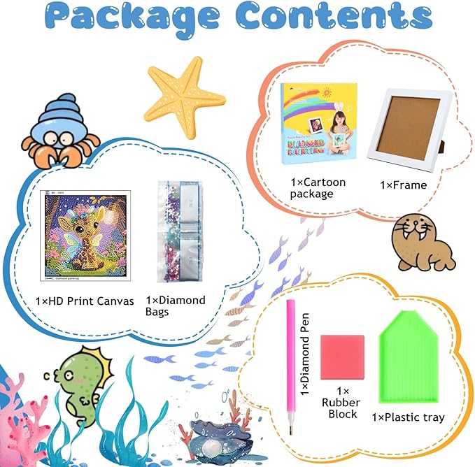 Reivworl Diamond Art Kits for Kids, Giraffe Diamond Art for Kids Ages 8-12, Giraffe Diamond Painting Kits for Kids for Home Wall Decor (8x8Inch)